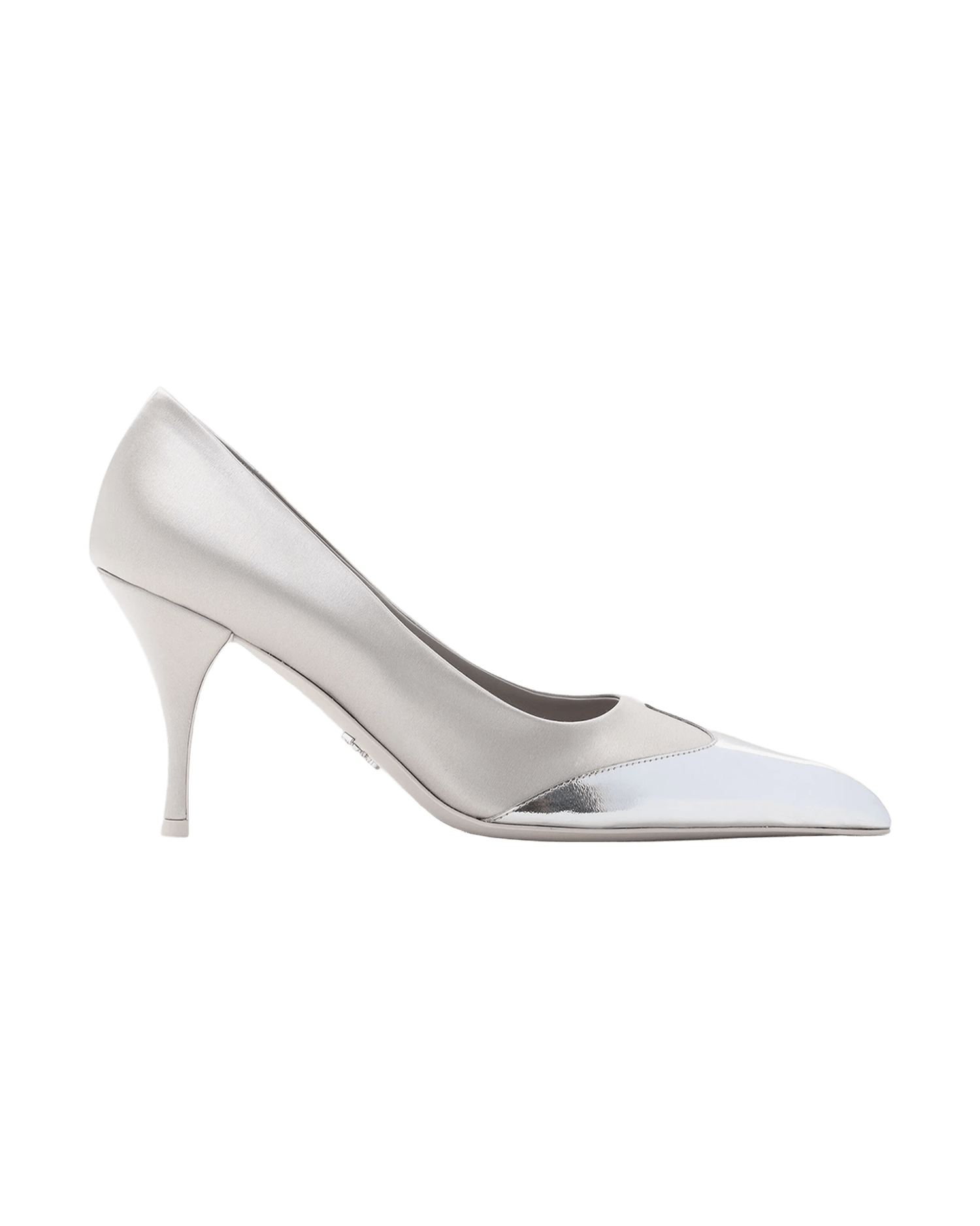 Prada Silver Satin And Metallic Leather Pumps Glam Steals