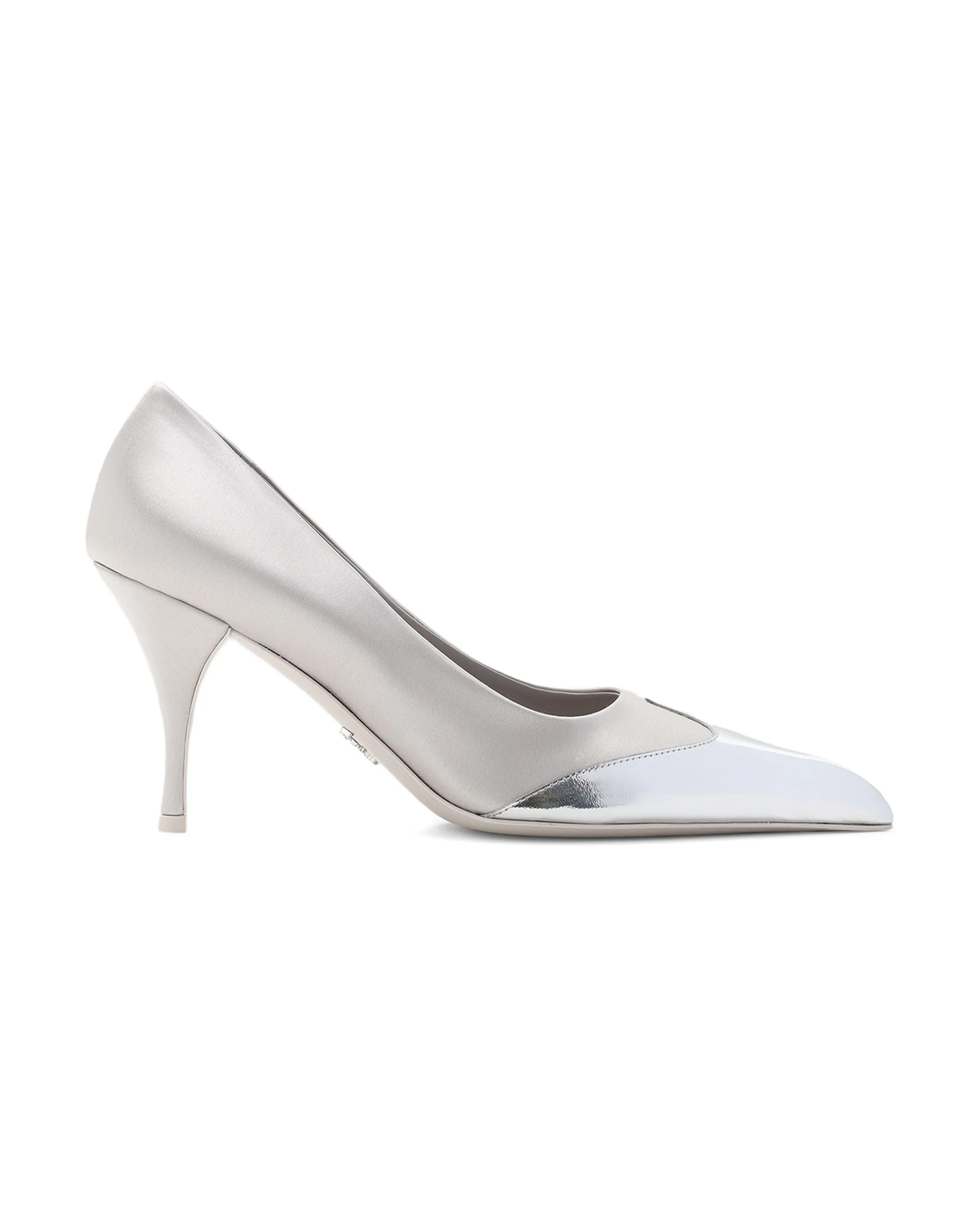Prada Silver Satin And Metallic Leather Pumps Glam Steals
