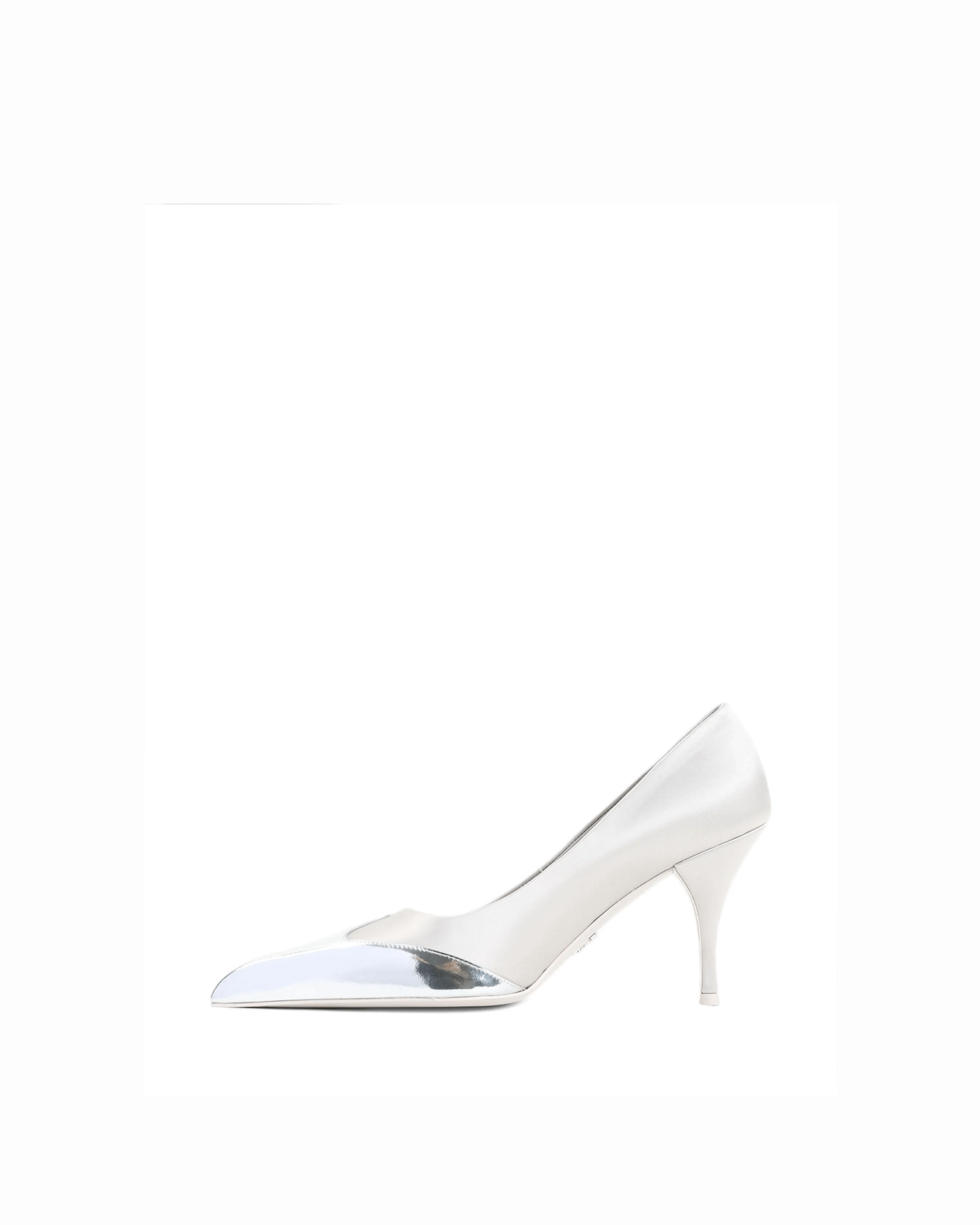 Prada Silver Satin And Metallic Leather Pumps Glam Steals
