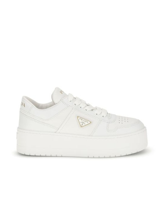 Prada White Calf Leather Bos Taurus Platform Sneakers Glam Steals