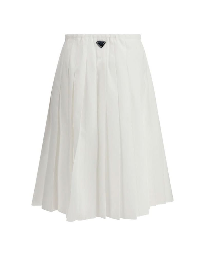 Prada White Cotton Long Skirt Skirts