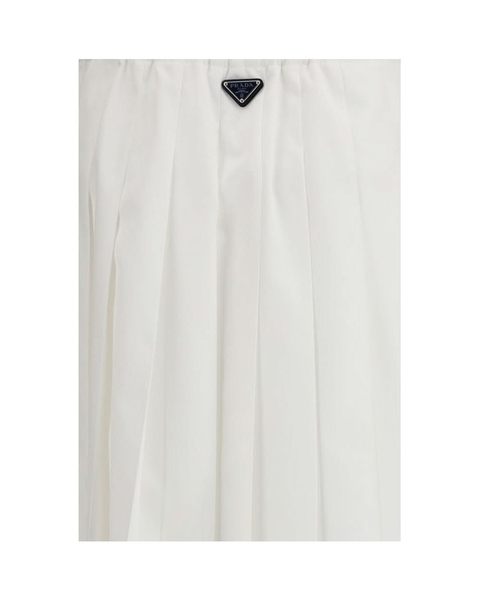 Prada White Cotton Long Skirt Skirts