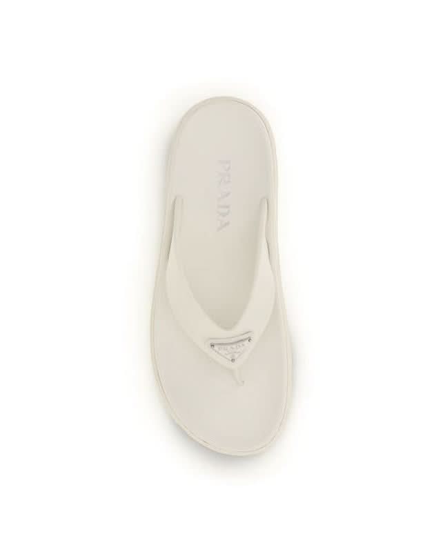 Prada White Rubber Flip Flop Sandals 