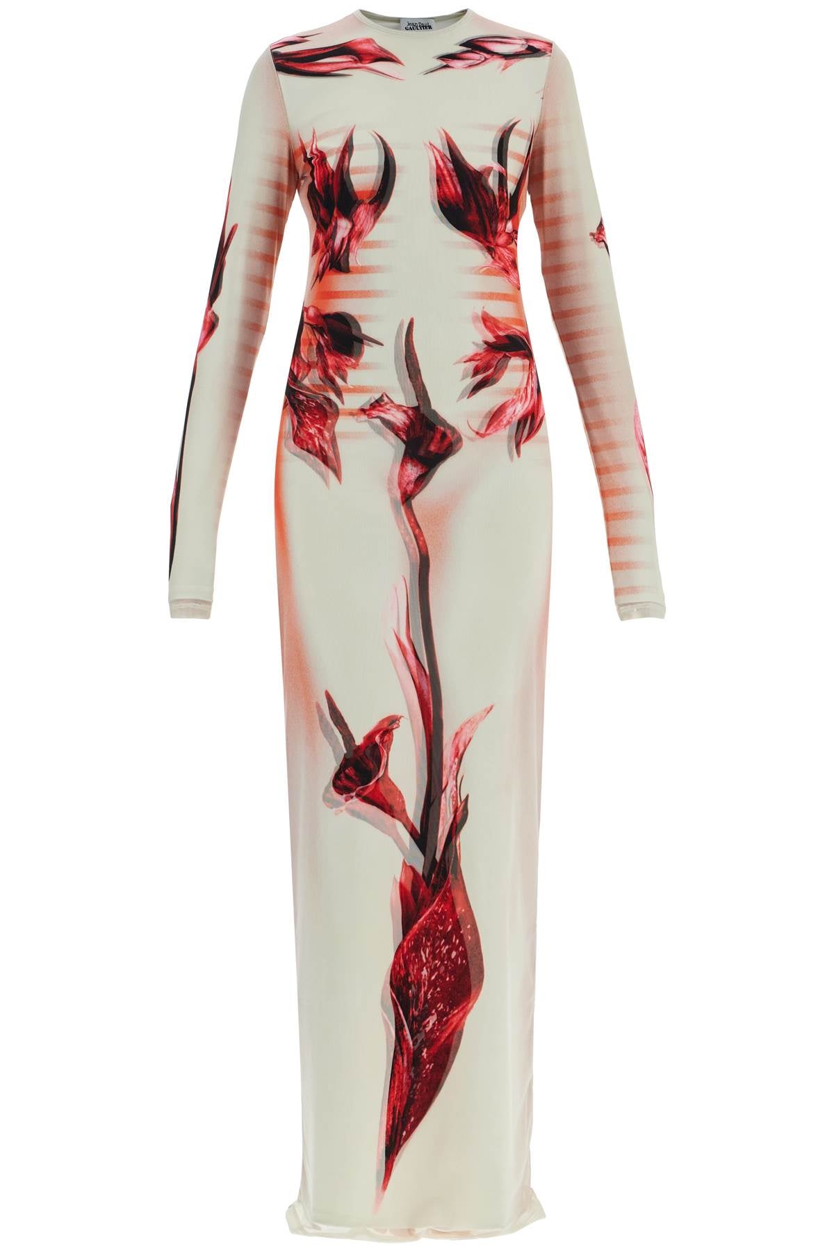 Jean Paul Gaultier Long Pink Dress Flower Body Morphing Floral Slim