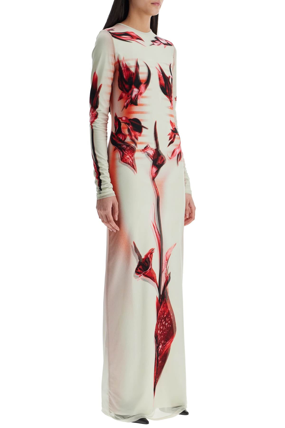 Jean Paul Gaultier Long Pink Dress Flower Body Morphing Floral Slim