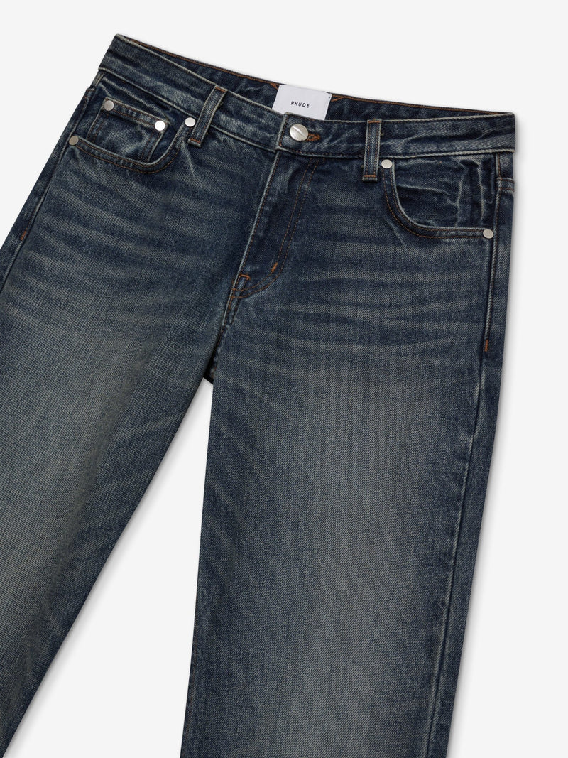 Rhude Blue Cotton Flared Jeans Glam Steals