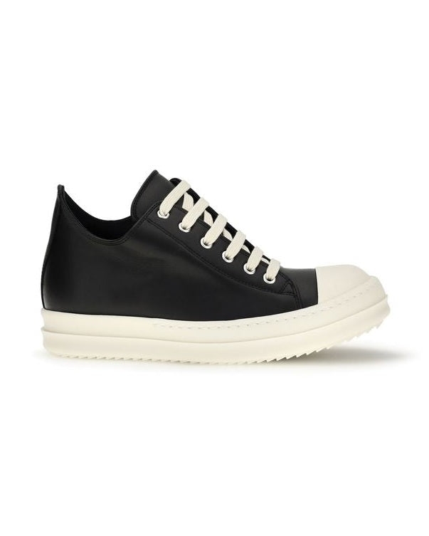 Rick Owens Black Calf Leather Bos Taurus Low Top Sneakers Glam Steals