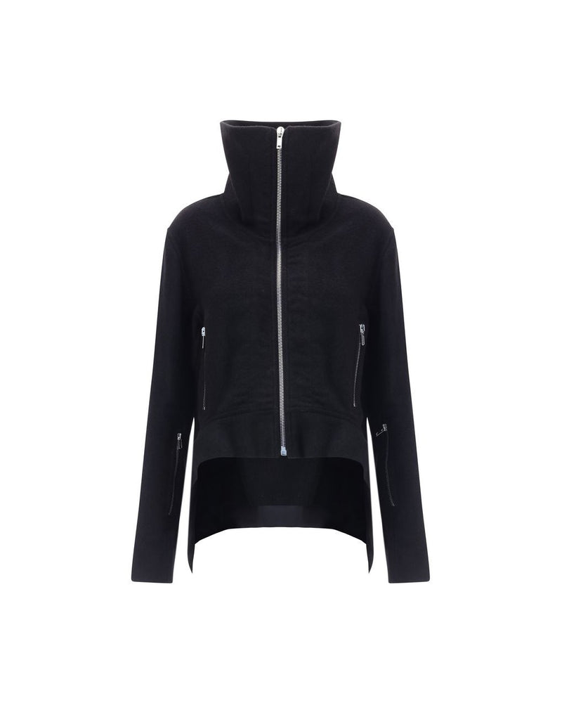 Rick Owens Black Wool Fleece Biker Jacket Glam Steals
