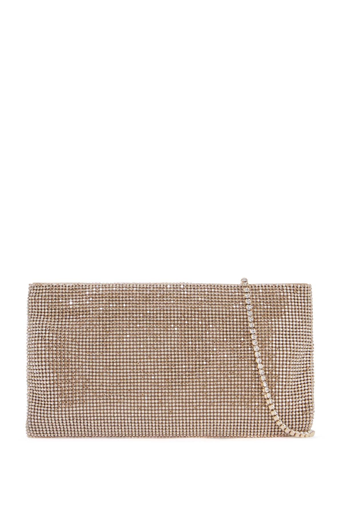 Benedetta Bruzziches Compact Rectangular Bag In Light Rhinestones With Elegant And Sophisticated Gold Chain