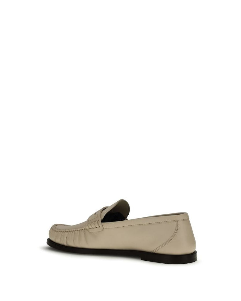 Saint Laurent Beige Leather Calf Bos Taurus Slip On Loafers Glam Steals
