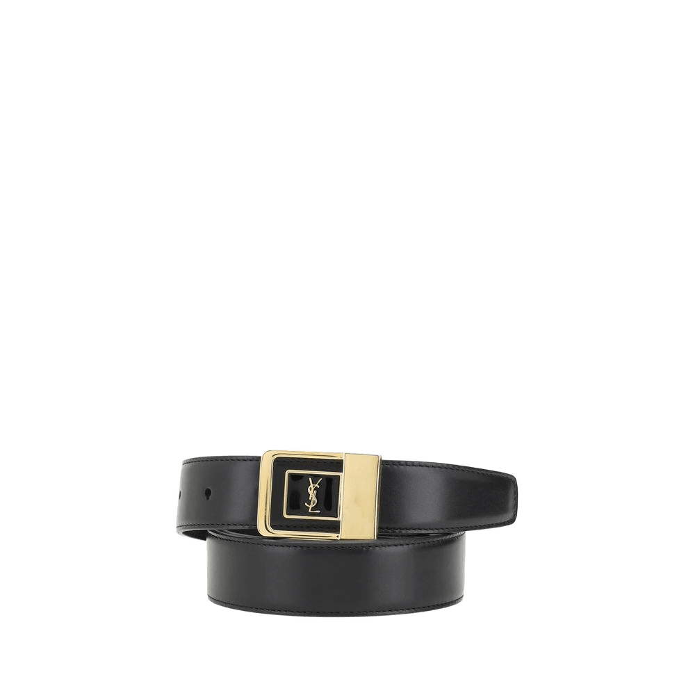 Saint Laurent Black Calf Leather Bos Taurus Regular Belt Glam Steals