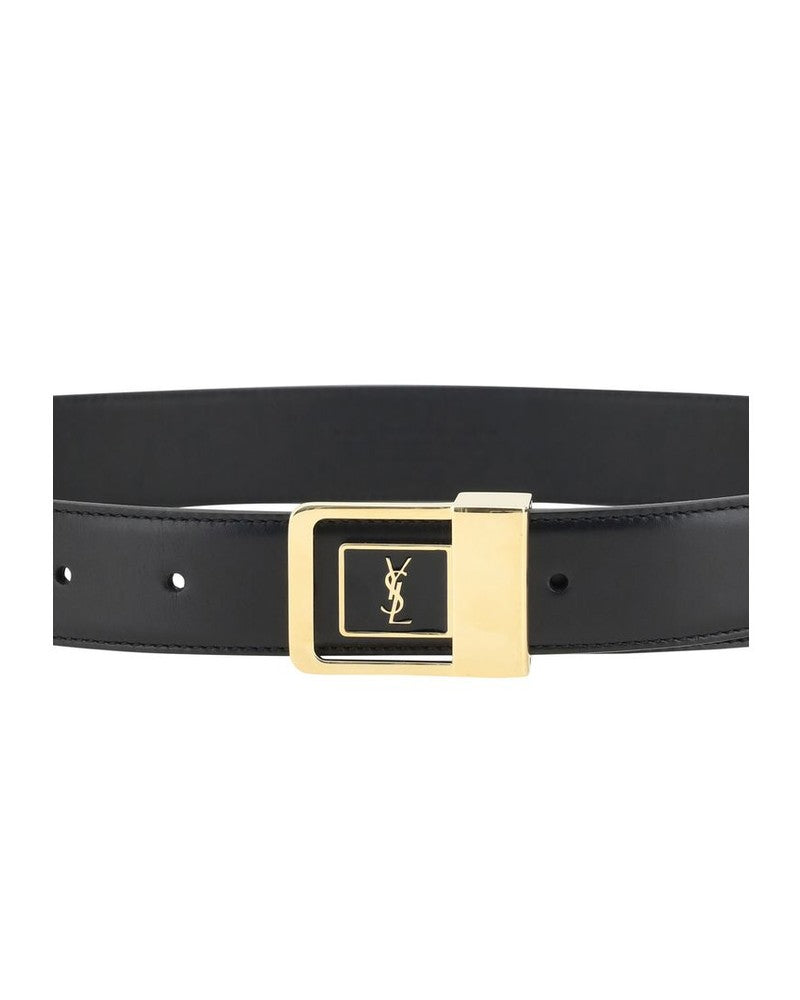 Saint Laurent Black Calf Leather Bos Taurus Regular Belt Glam Steals