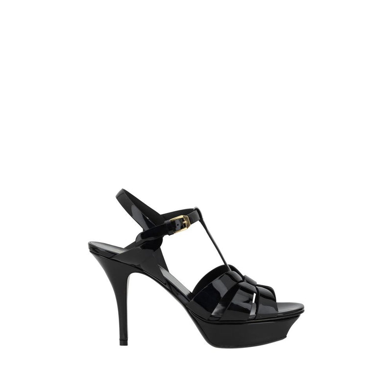 Saint Laurent Black Calf Leather Bos Taurus Stiletto Heel Sandals Glam Steals