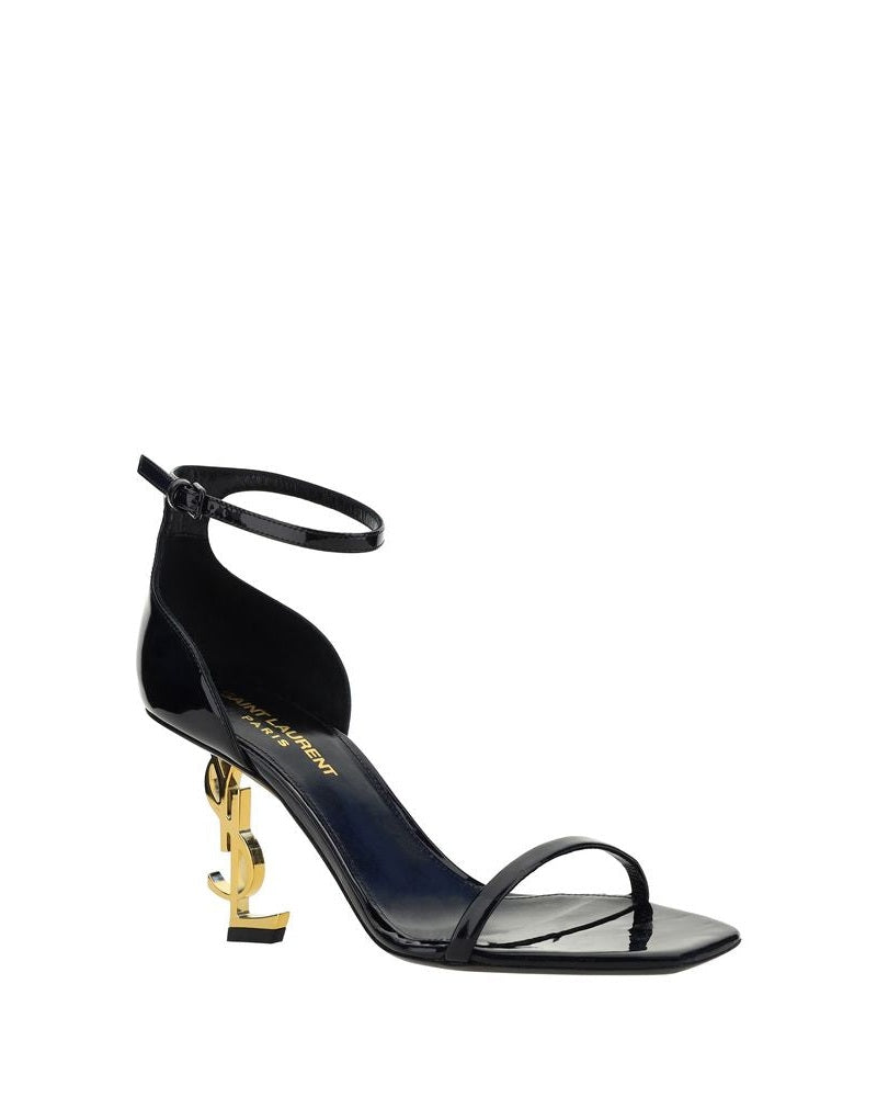 Saint Laurent Black Calf Leather Bos Taurus Stiletto Heel Sandals Glam Steals
