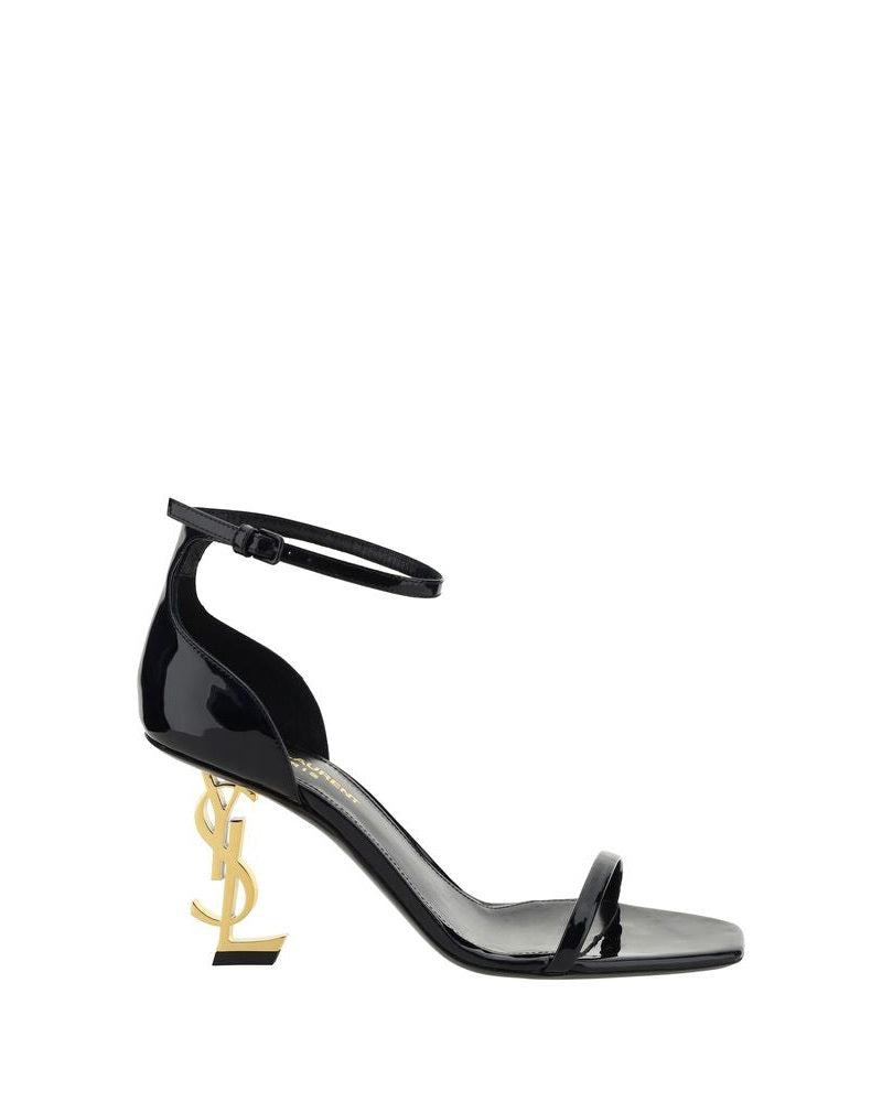 Saint Laurent Black Calf Leather Bos Taurus Stiletto Heel Sandals Glam Steals