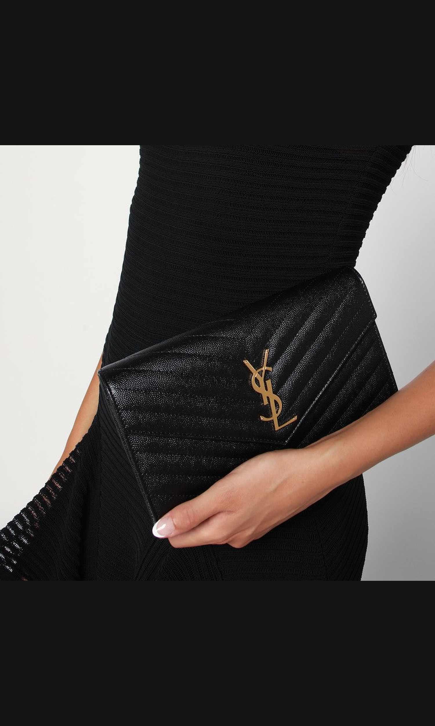 Saint Laurent Black Cassandre Chain Clutch Bag Glam Steals