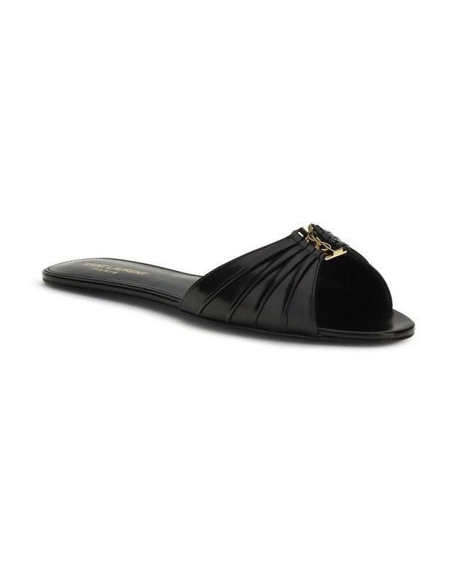 Saint Laurent Black Flat Sandals Glam Steals
