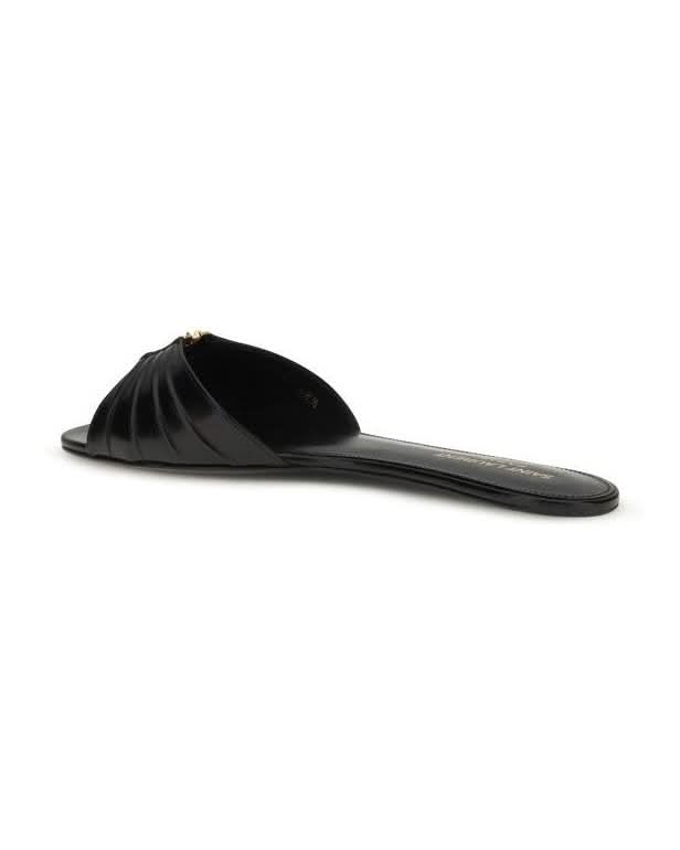 Saint Laurent Black Flat Sandals Glam Steals