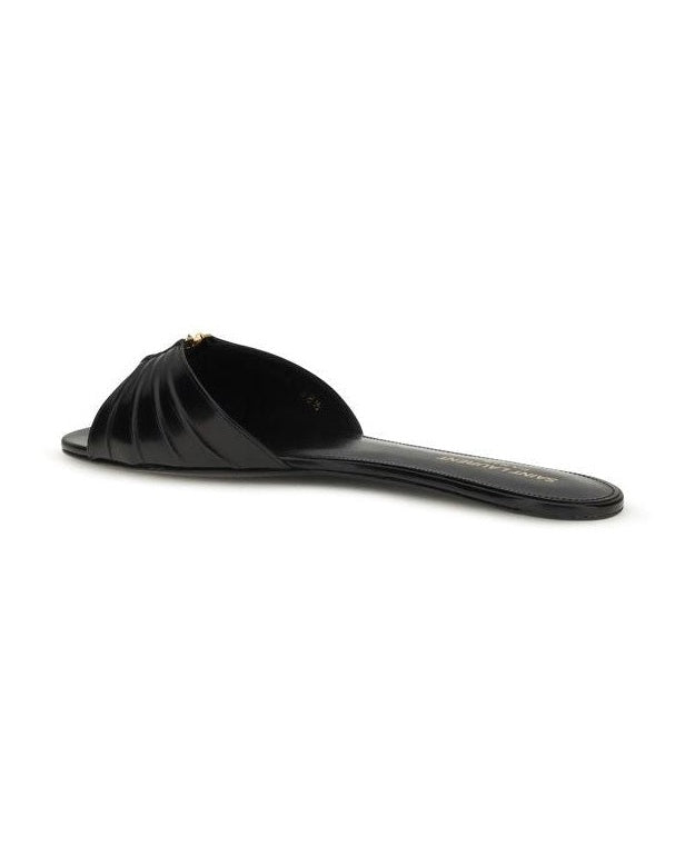 Saint Laurent Black Flat Sandals Glam Steals
