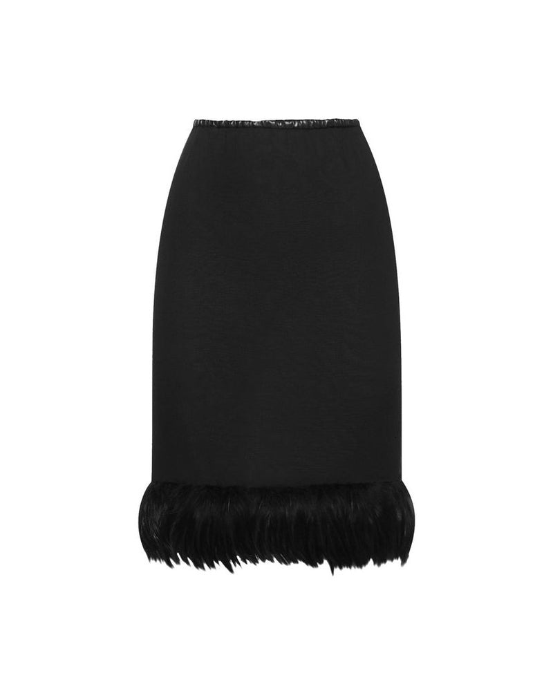 Saint Laurent Black Silk Midi Skirt 