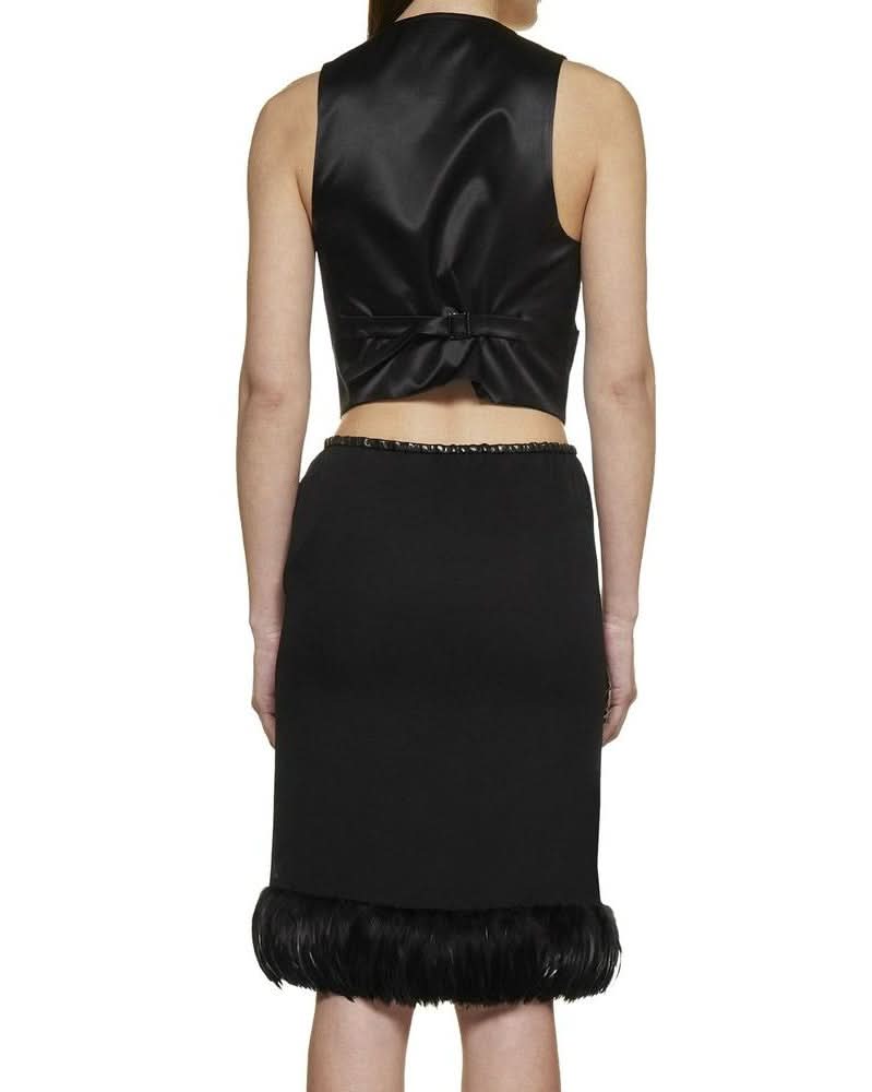 Saint Laurent Black Silk Midi Skirt 