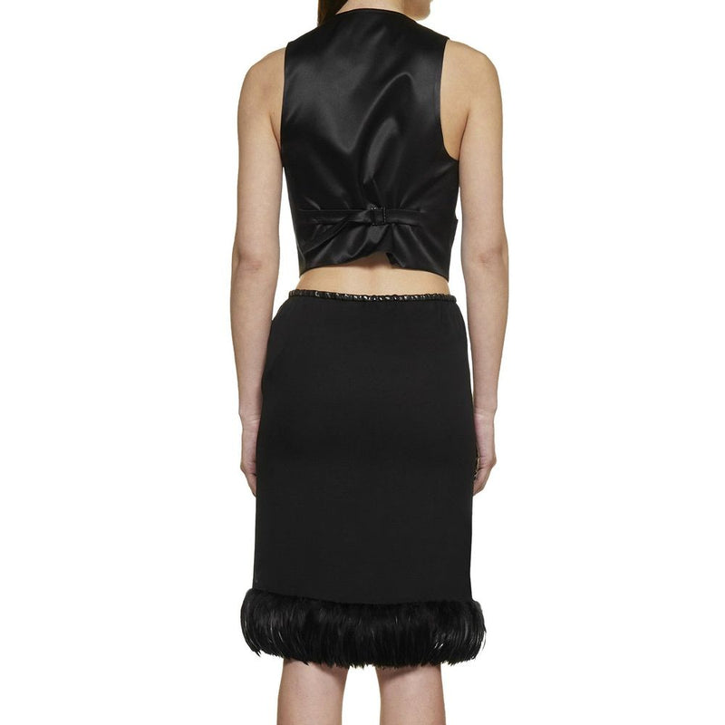 Saint Laurent Black Silk Midi Skirt 