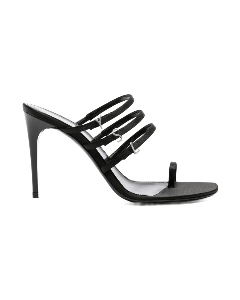 Saint Laurent Black Silk Rhinestone Heels Glam Steals