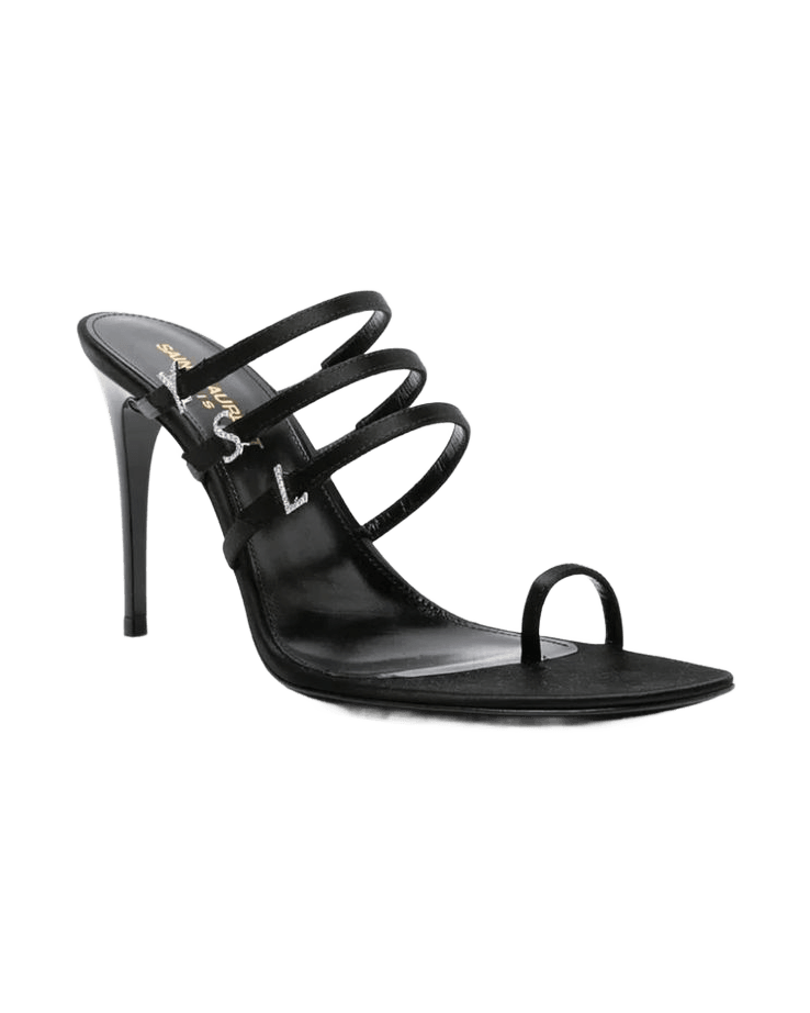 Saint Laurent Black Silk Rhinestone Heels Glam Steals