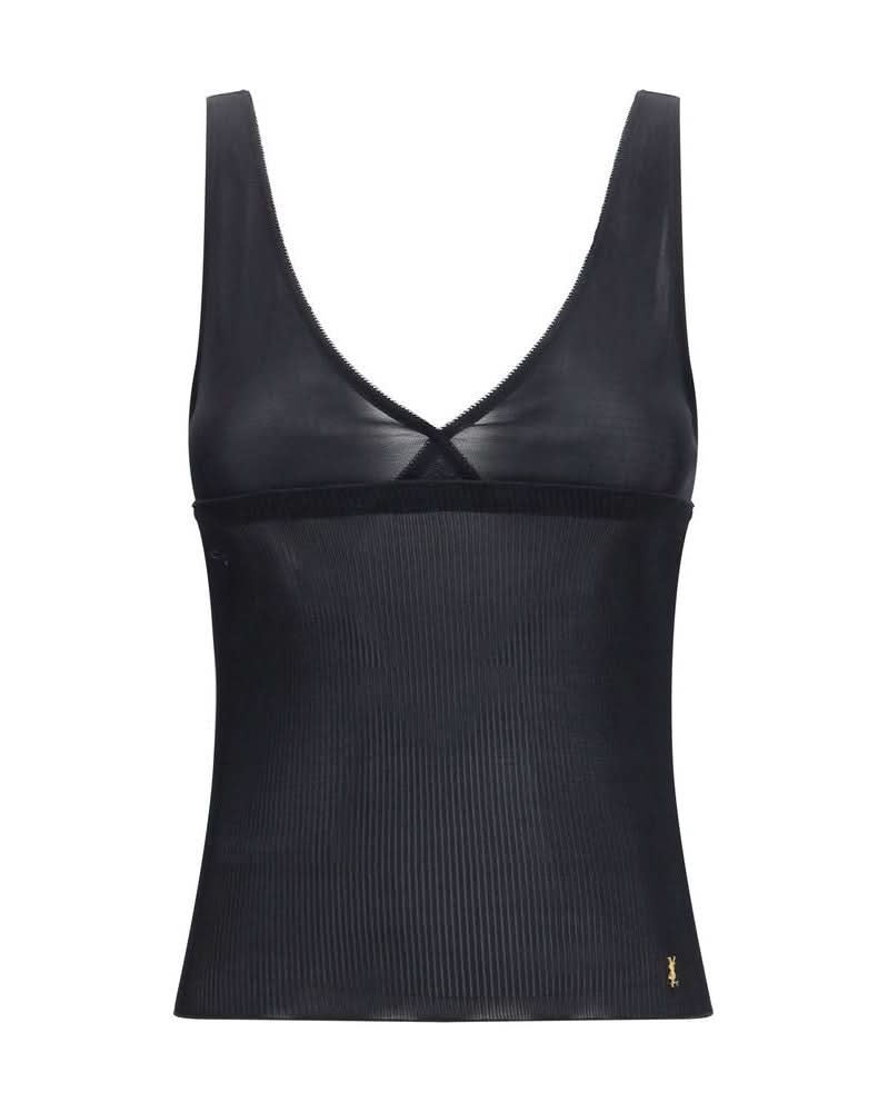 Saint Laurent Black Silk Sleeveles T-shirt Glam Steals