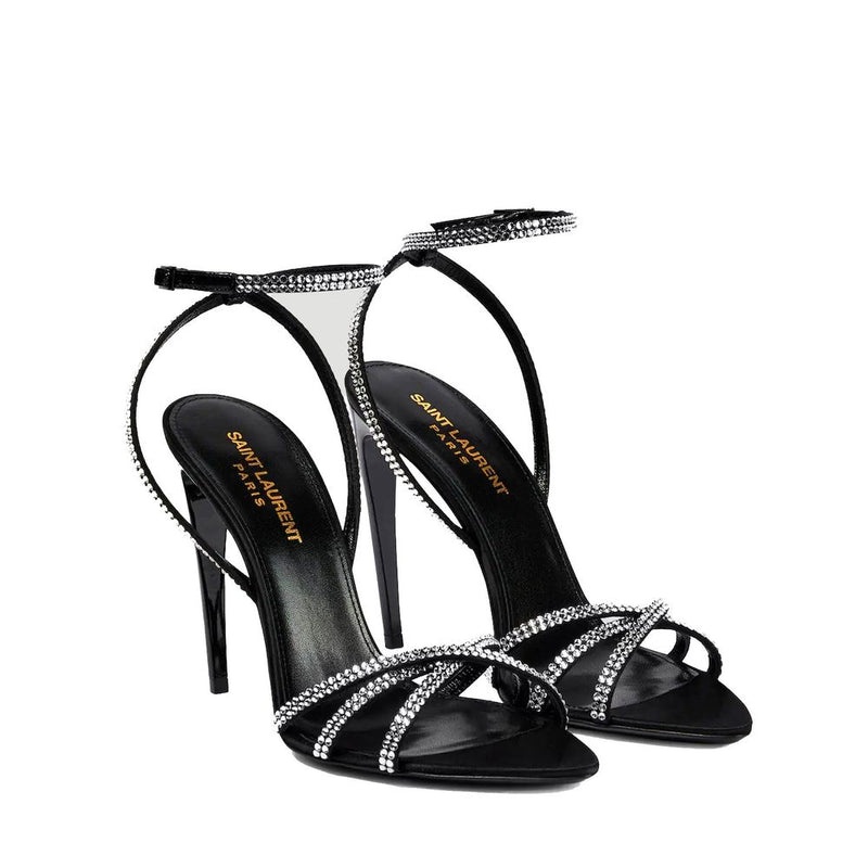 Saint Laurent Black Silk Stiletto Heel Glam Steals