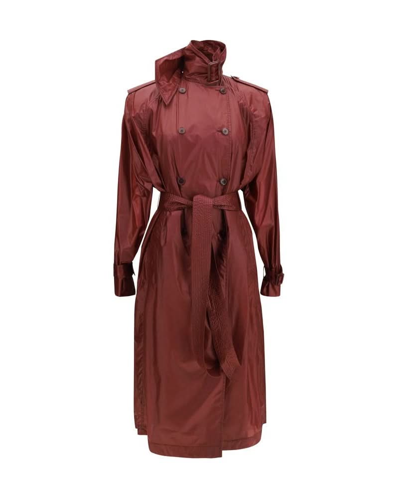 Saint Laurent Bordeaux Polyamide Trench Coat Glam Steals