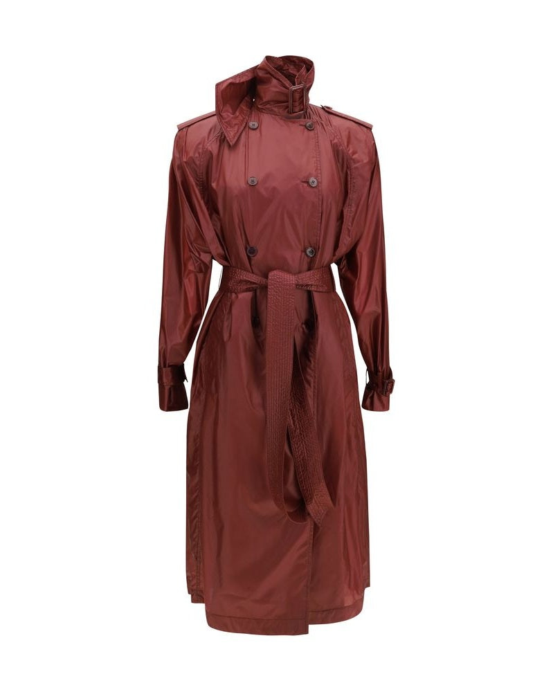 Saint Laurent Bordeaux Polyamide Trench Coat Glam Steals