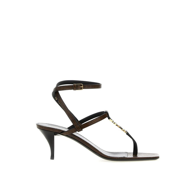 Saint Laurent Brown Calfskin Flat Sandals Glam Steals