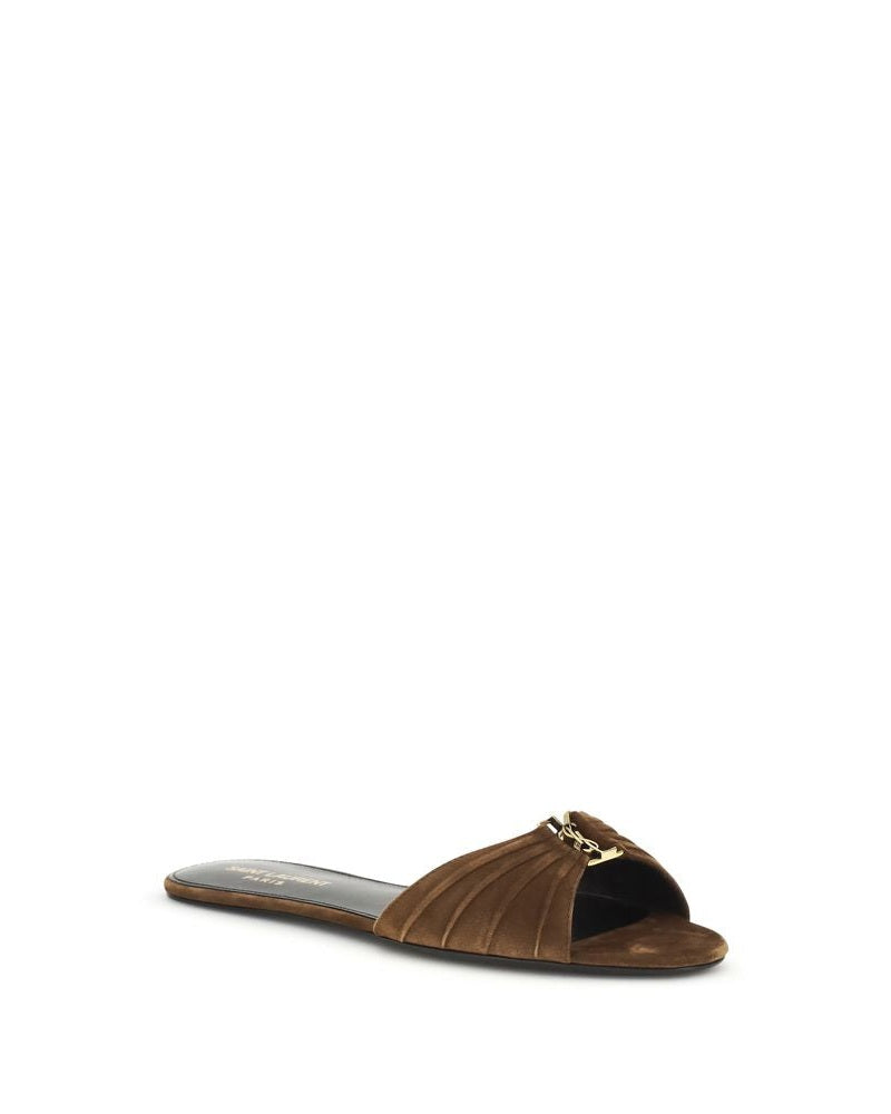 Saint Laurent Brown Flat Sandals Glam Steals
