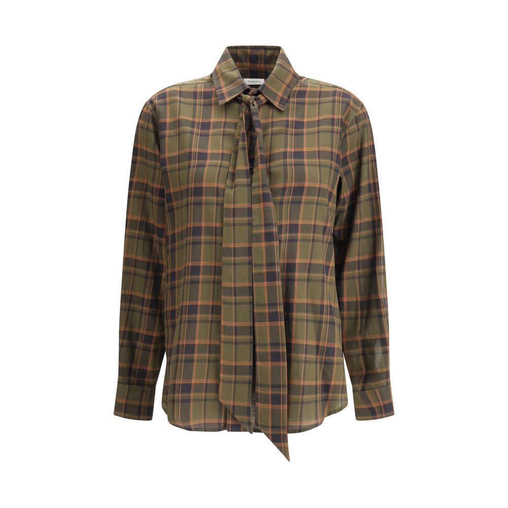 Saint Laurent Cassandre Check Lavallière Shirt Glam Steals