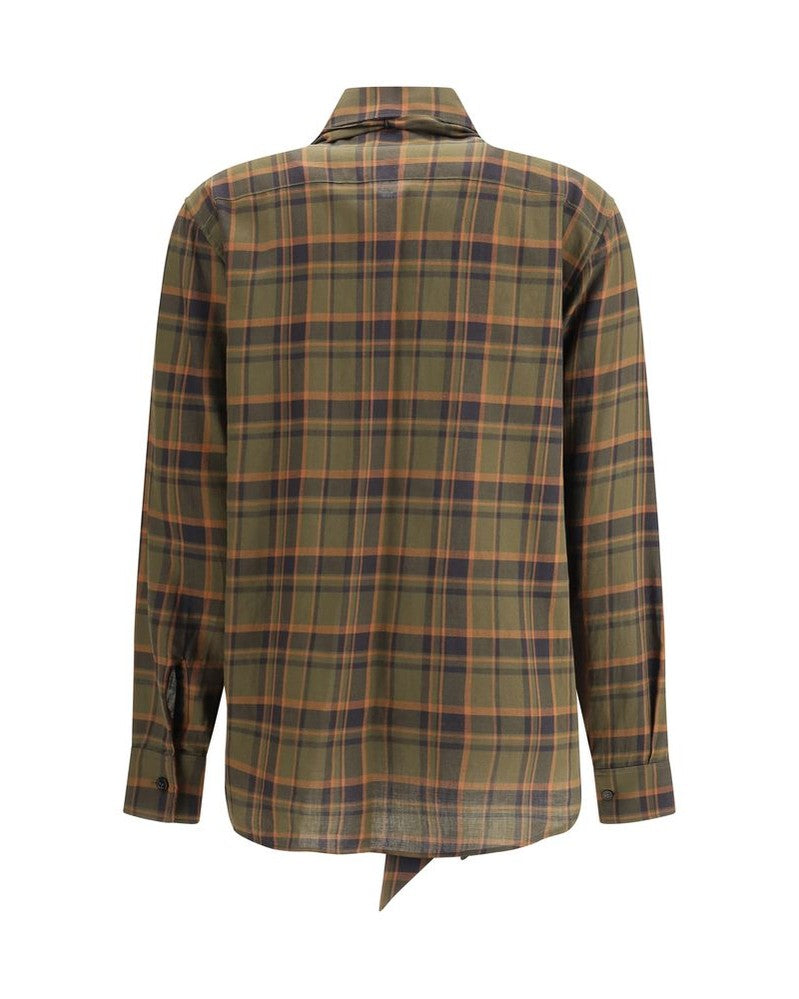 Saint Laurent Cassandre Check Lavallière Shirt Glam Steals