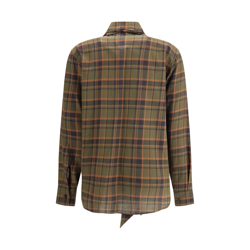Saint Laurent Cassandre Check Lavallière Shirt Glam Steals