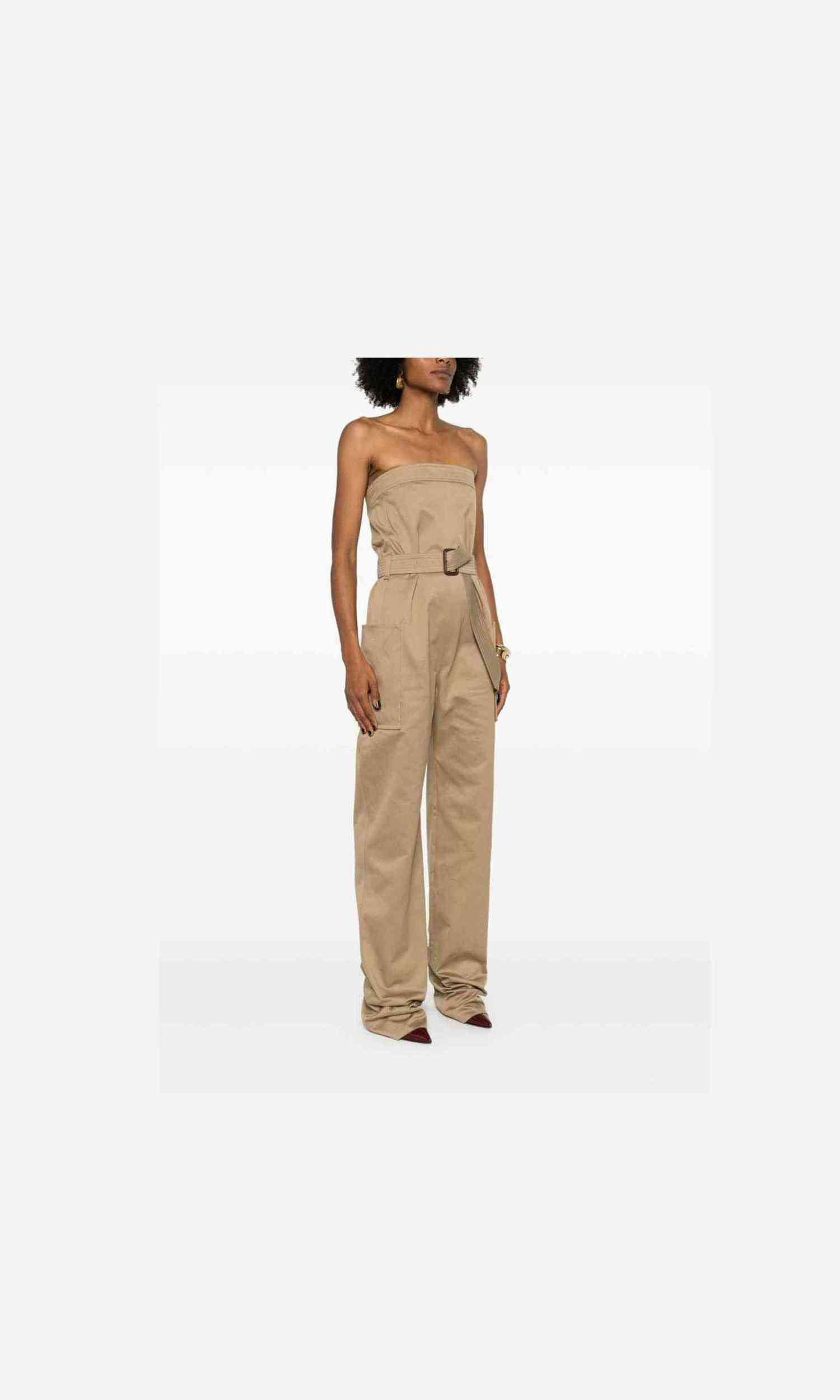 Saint Laurent Cotton Strapless Belted Jumpsuit Glam Steals