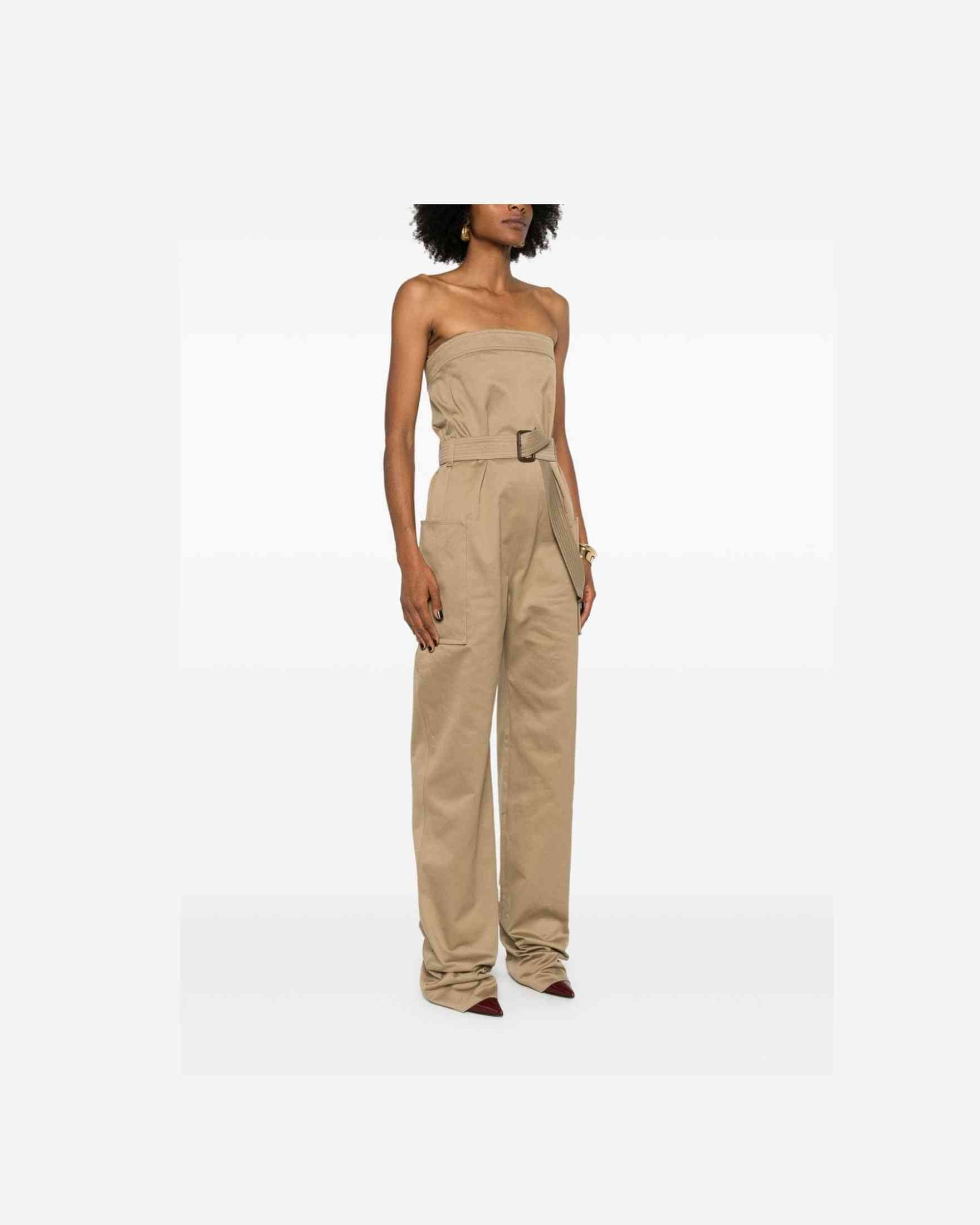 Saint Laurent Cotton Strapless Belted Jumpsuit Glam Steals