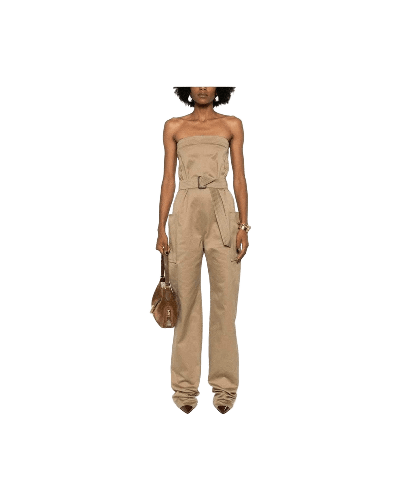 Saint Laurent Cotton Strapless Belted Jumpsuit Glam Steals