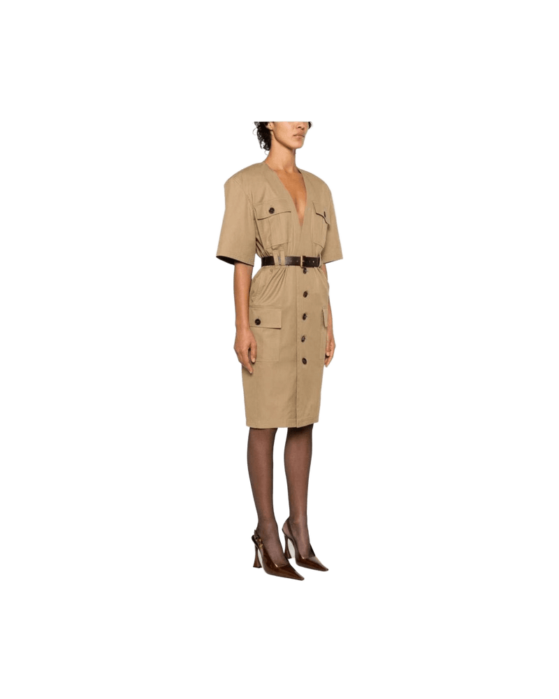 Saint Laurent Cotton Twill Midi Dress Glam Steals