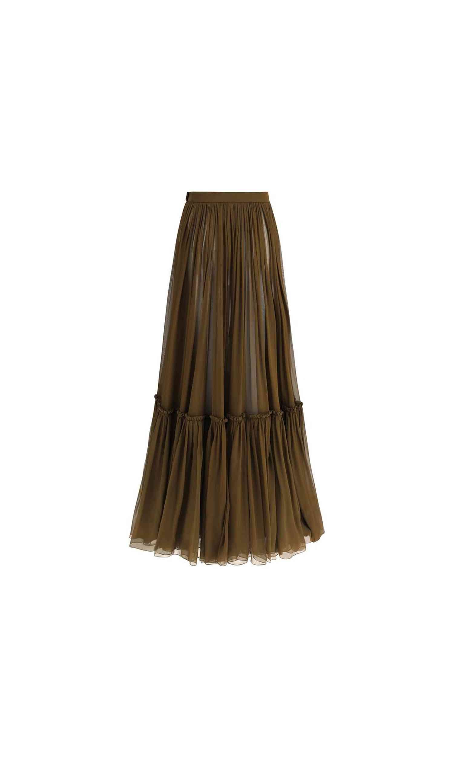 Saint Laurent Flounced Long Skirt Glam Steals
