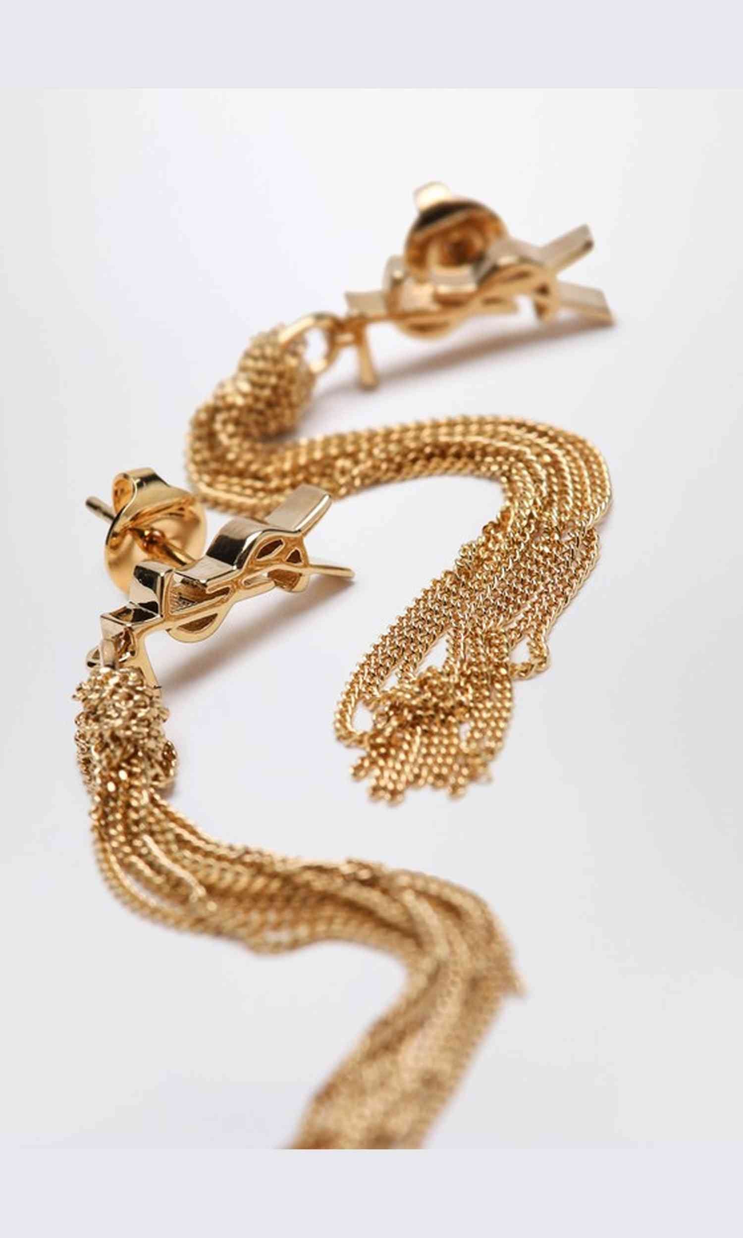 Saint Laurent Gold Cassandre Dangling Earrings Glam Steals