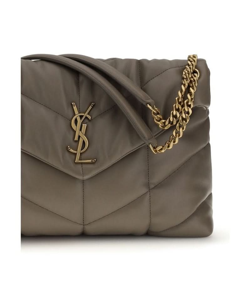 Saint Laurent Gray Leather Lamb Shoulder Bag 