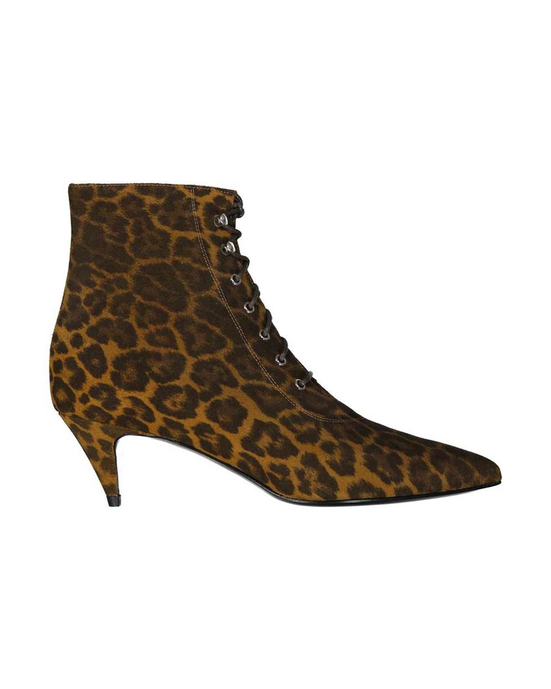 Saint Laurent Lace Kiki Up Leopard Print Ankle Boots Glam Steals