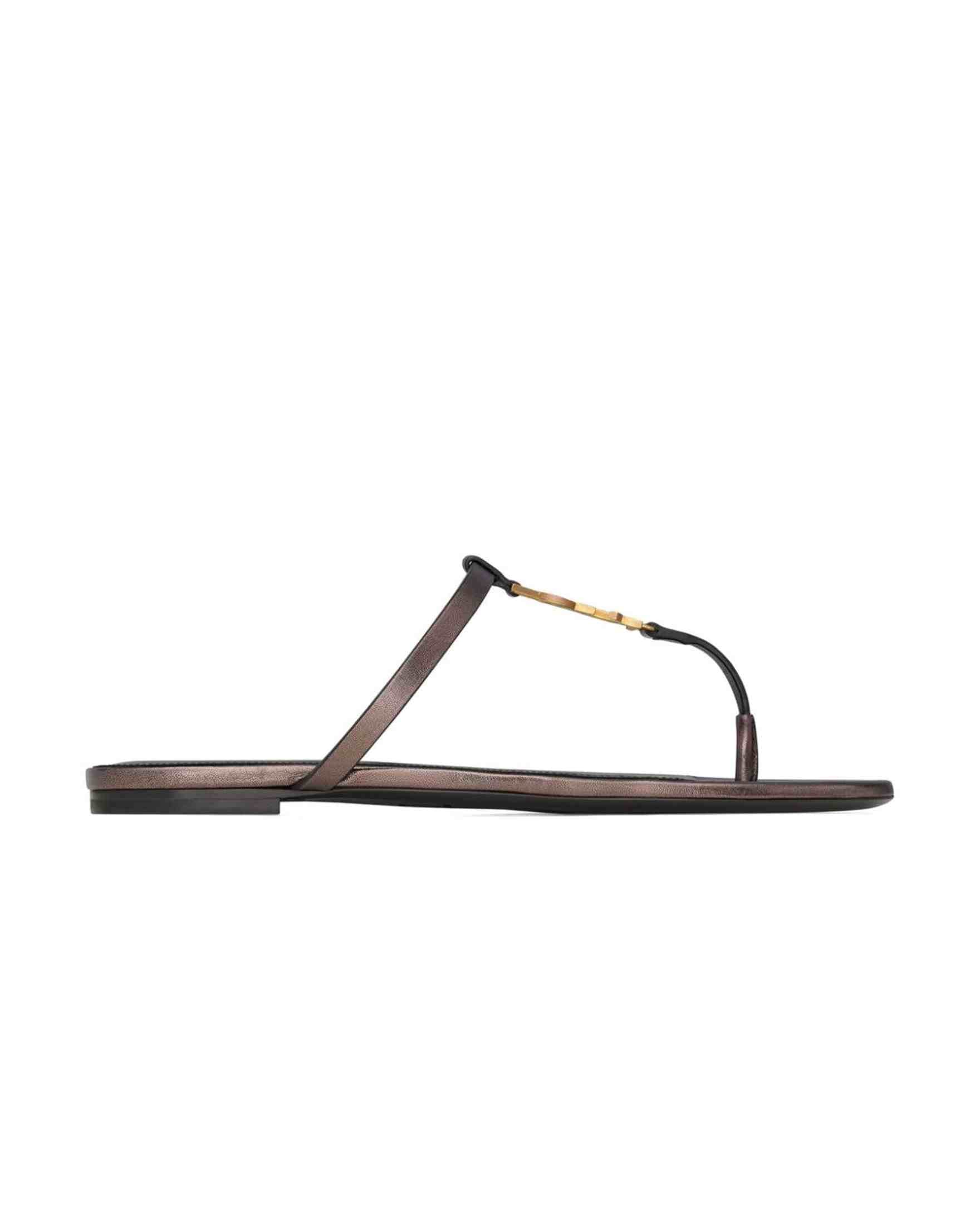 Saint Laurent Leather Cassandre Thong Sandals Glam Steals