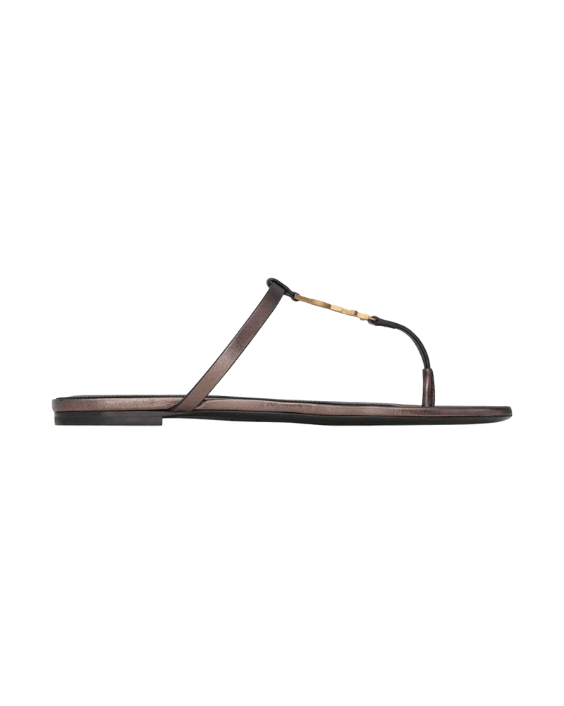 Saint Laurent Leather Cassandre Thong Sandals Glam Steals