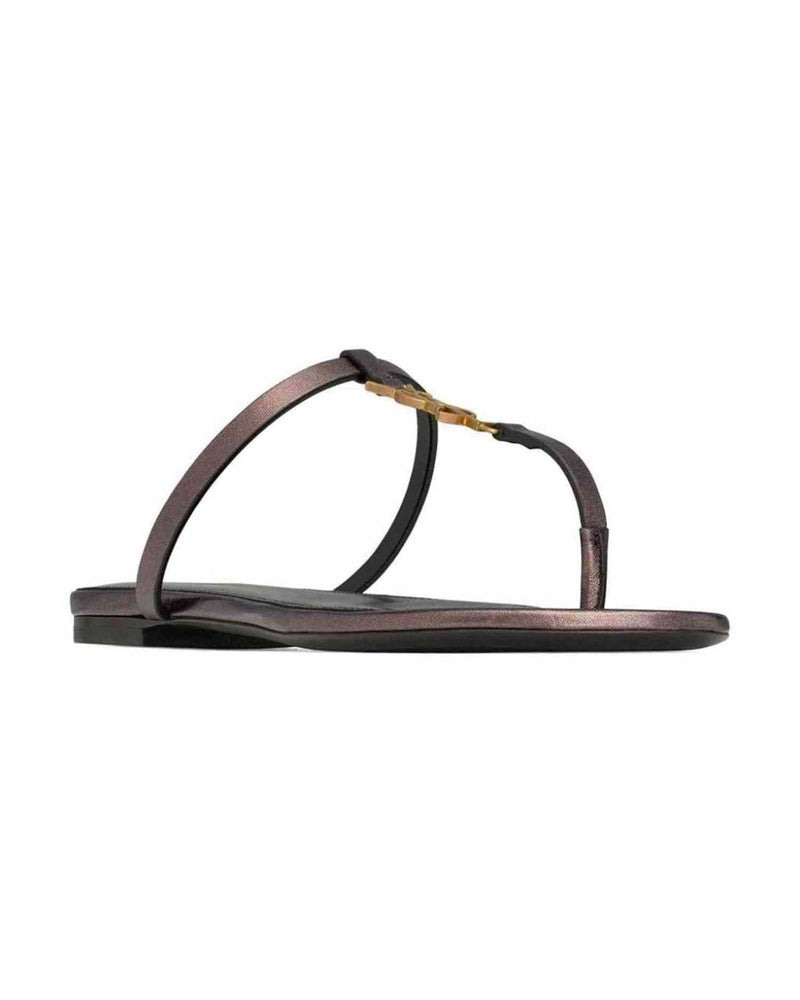 Saint Laurent Leather Cassandre Thong Sandals Glam Steals
