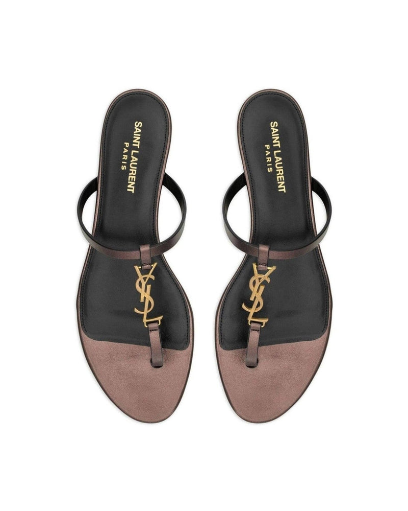 Saint Laurent Leather Cassandre Thong Sandals Glam Steals