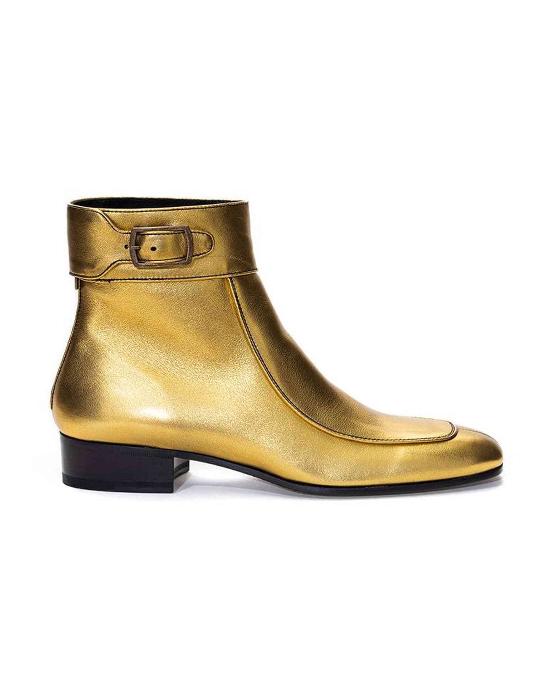 Saint Laurent Leather Gold Boot Glam Steals